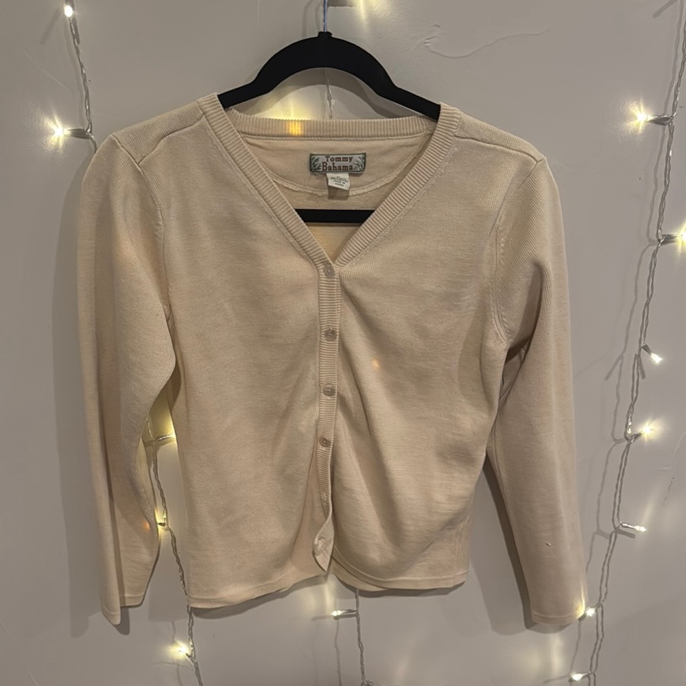 Tommy Bahama Women's Cream Cardigan Sweater, Silk!
